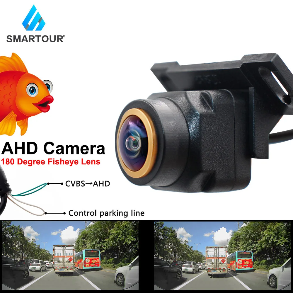 

SMARTOUR 180 Degree AHD 720P Car Rear View Camera Night Vision Universal HD CCD Fisheye Backup Parking Camera With Drilling