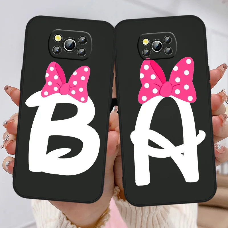 

Disney Minnie Mouse Creative Bow Phone Case For Xiaomi Poco X3 NFC F3 GT M4 M3 M2 X2 F2 Pro C3 F1 F4 M5 X4 Black Cover Soft Capa