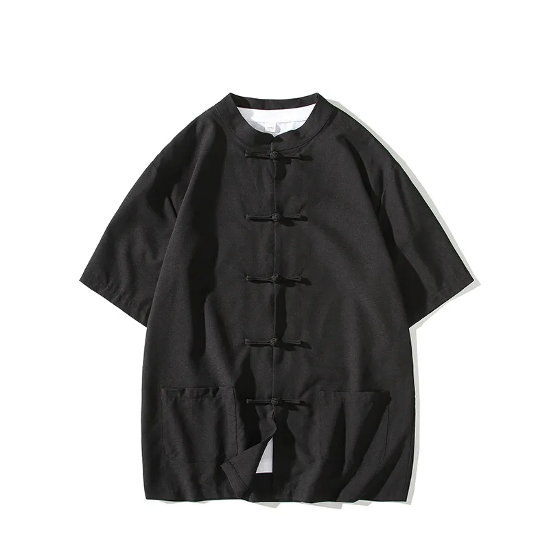 Летний однотонный топ традиционная китайская одежда для мужчин Винтажные