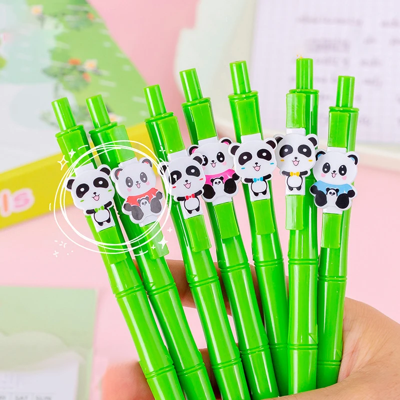 

Creative Bamboo Panda Neutral Pen Cute Cartoon Mechanical Gel Pen Black Ink Press Pens for Writing Kawaii Stationery Gift Office