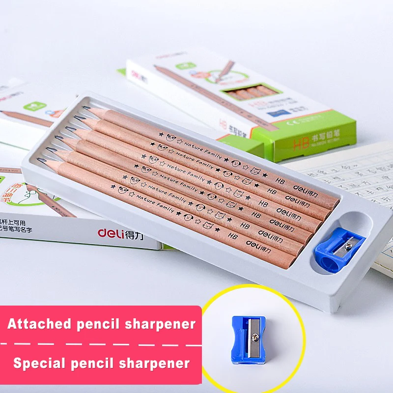 Deli Thick Rod Triangle Pencil HB Wood Children Beginners Writing Practice Special Stationery Diameter 9mm |