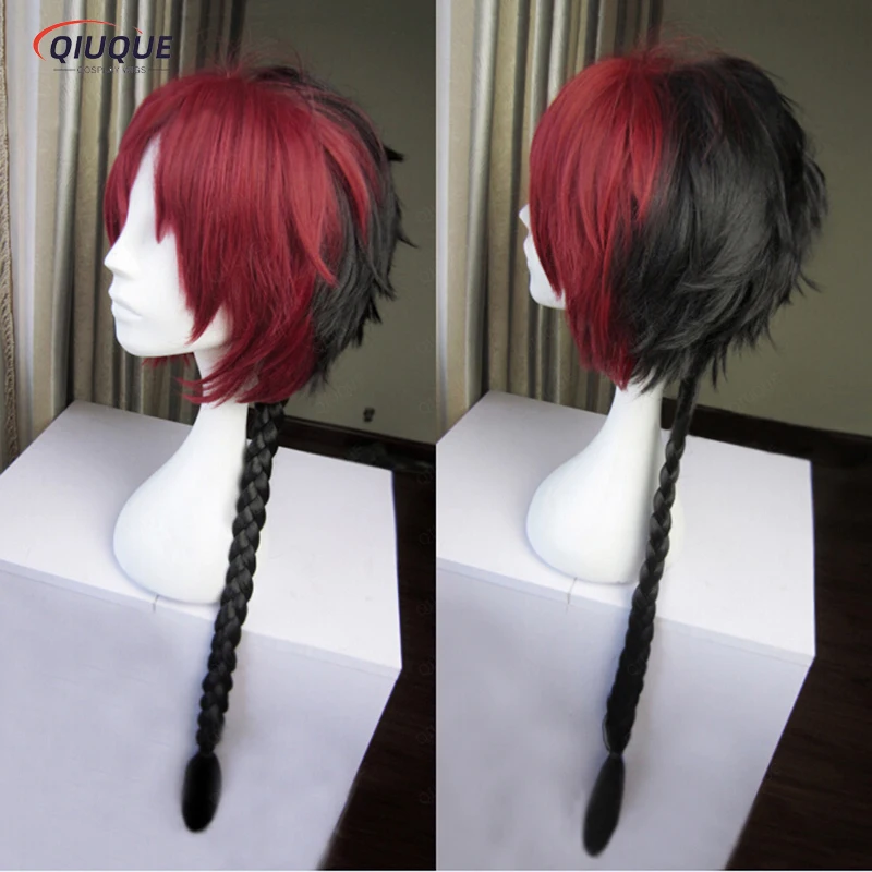 Owari no Seraph Of The End Crowley Eusford Braid Long Red And Black Gradient Heat Resistant Cosplay Costume Wig + Free Wig Cap