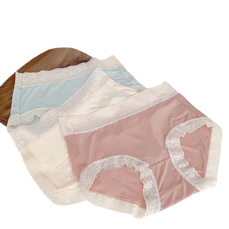 

Women's Underwear Ice Silk High Waist Hip-Lift and Belly Shaping Sexy Lace Pattern Comfortable Breathable Briefs Women Panties
