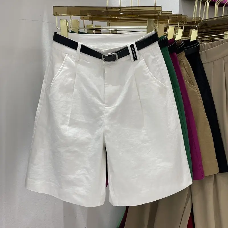 Шорты женские однотонные с высокой талией модные Универсальные повседневные