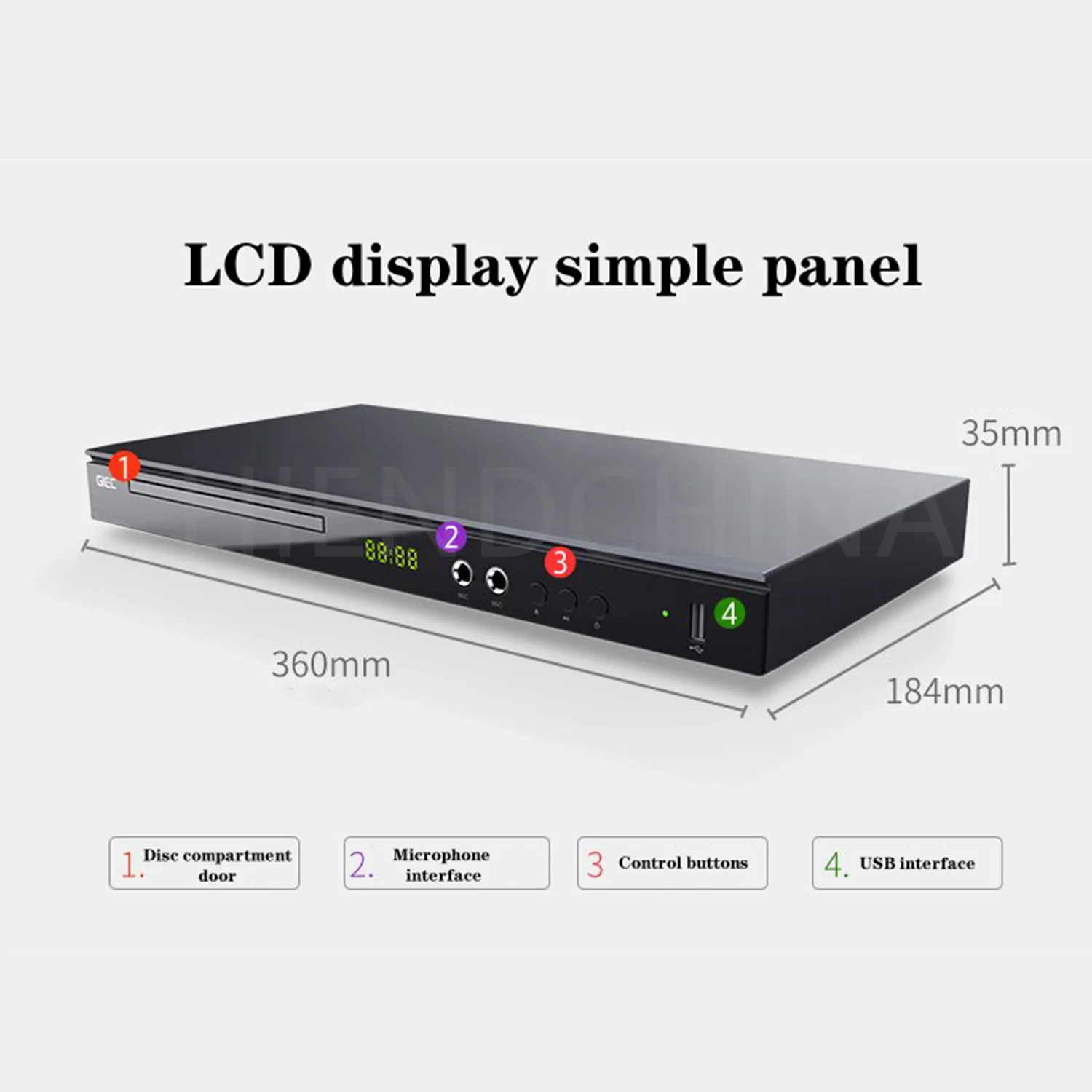 GIEC-908D Домашний DVD-плеер Портативный детский обучающий VCD-машина HD