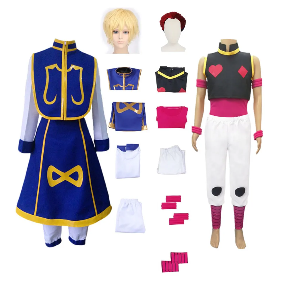 Костюм для косплея хисоки из аниме мультфильма HUNTER×HUNTER Kurapika Hisoka, унисекс, топ, жилет, брюки, юбка, парик, костюм на Хэллоуин