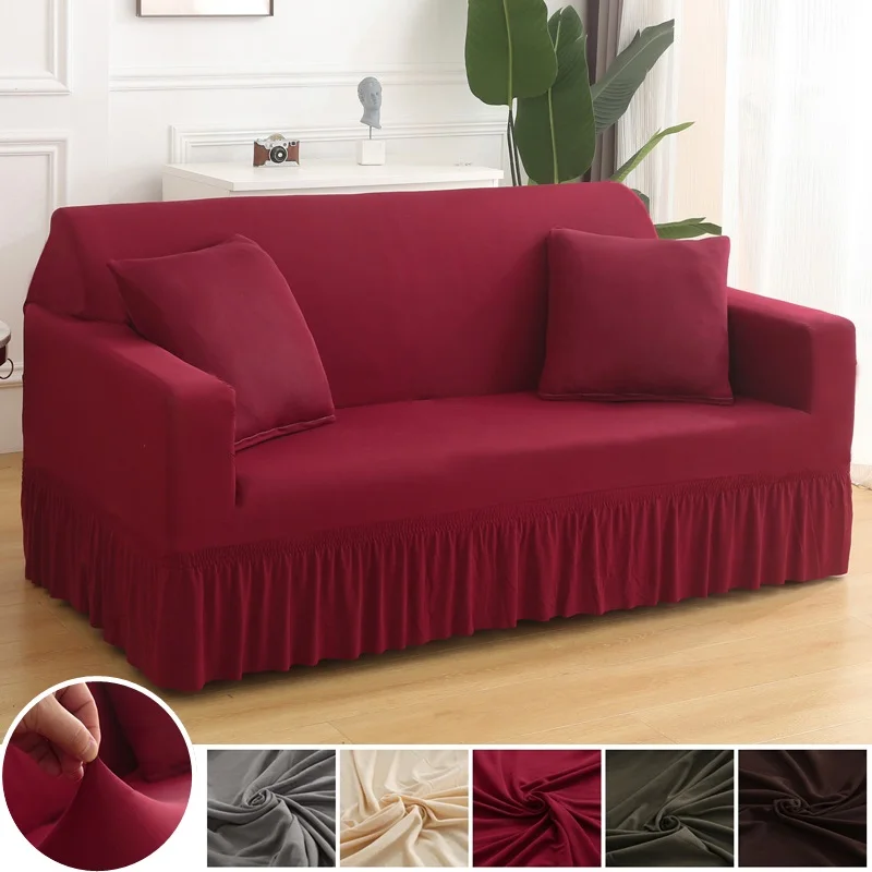 

Solid Color Sofa Skirt Cover for Living Room Spandex Stretch Sofa Slipcover Home Armchair Cover 1/2/3/4 Seat Corner Couch Cover
