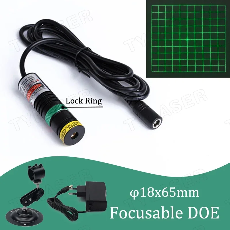 

DOE Square 10x10 Grid Focusable D18x65mm 505nm Green 10mw 30mw лазерный диодный модуль для позиционирования (бесплатно с фотографией)