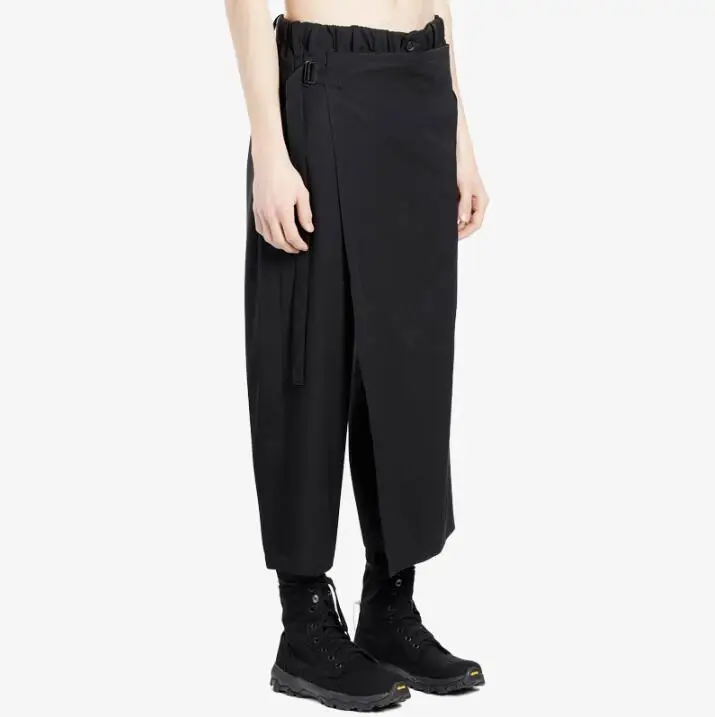 2023 New Men's Black Irregular Loose Japanese Cropped Skirt Pants Men's Fashion Personality Harem Pants
