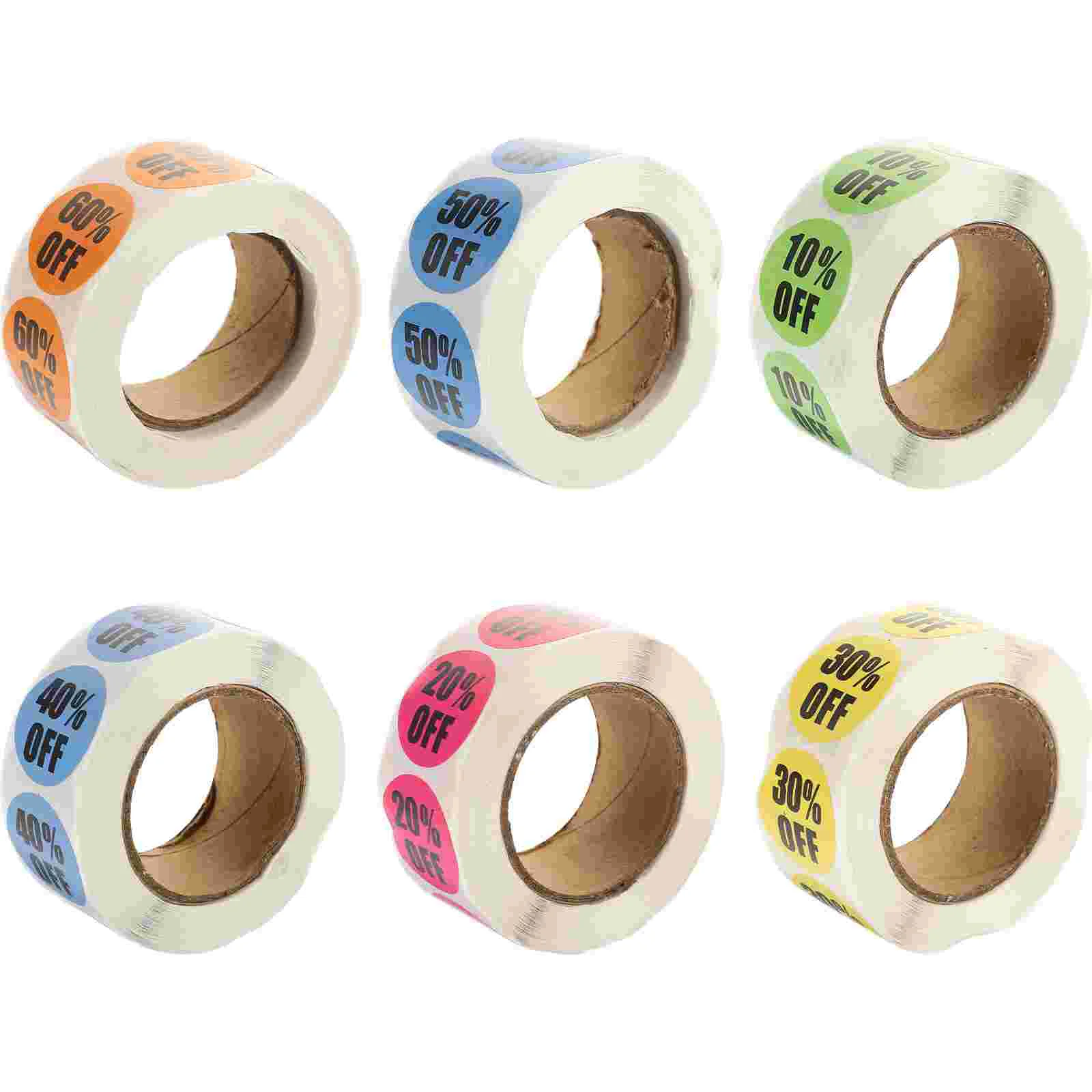 

6 Rolls Discount Stickers Garage Sale Price Paper Tags Supermarket Signs Merchandise Decals Yard Retail Store