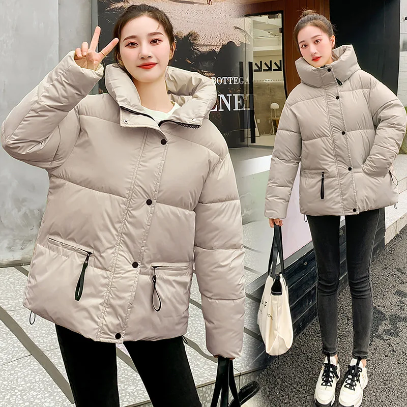 Fashion Padded Women's 2022 Autumn and Winter New Solid Color Bread Clothes Short Hooded Temperament Casual Padded Clothes