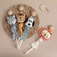 baby pacifier chain cotton cartoon animal dummy pacifier clips chain teething wooden nipple baby care chew toy newborn item