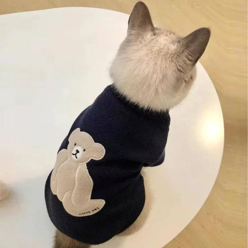 

Pet Cat Clothing, Autumn and Winter Thickened Warm Sweaters, Hairless Cat Silver Layered Cloth, Cat Two Legged Cotton Jacket