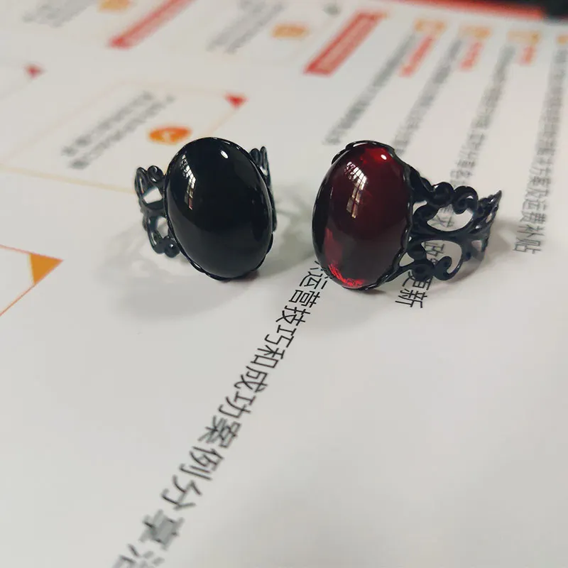 

Gothic Vampire Red/Black Quartz Open Ring Witchcraft Pagan Jewelry Fashion Women Jewelry Gifts