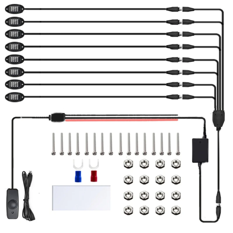 

4/6/8 In 1 RGB LED Rock Lights APP Control Music Sync Car Chassis Neons Light