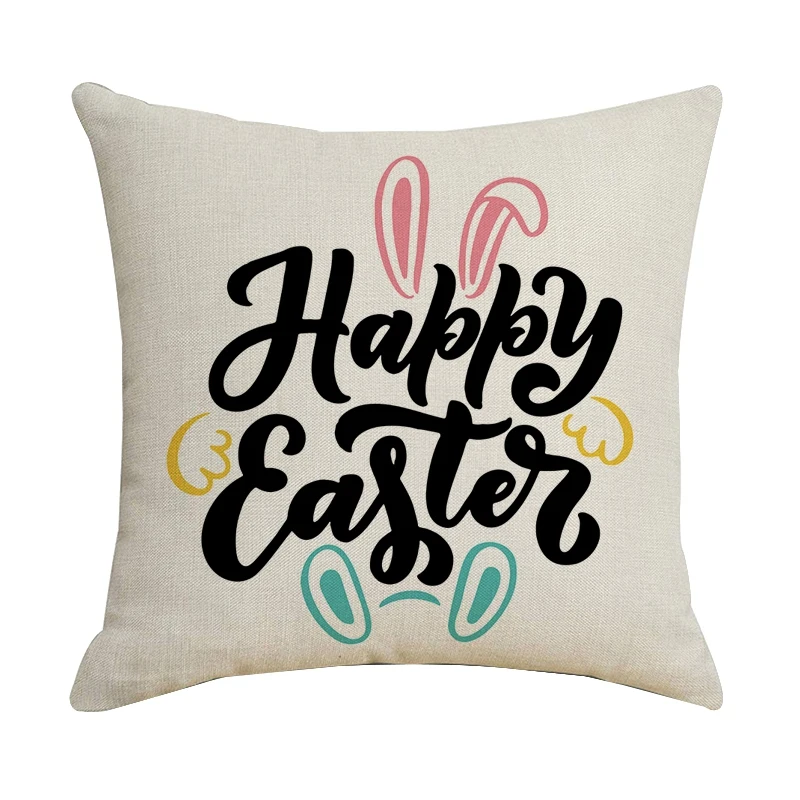 

45X45cm Happy Easter Decor Pillow Case Easter Rabbit Ears Cushion Cover Decoration Sofa Living Room For Car Cushion