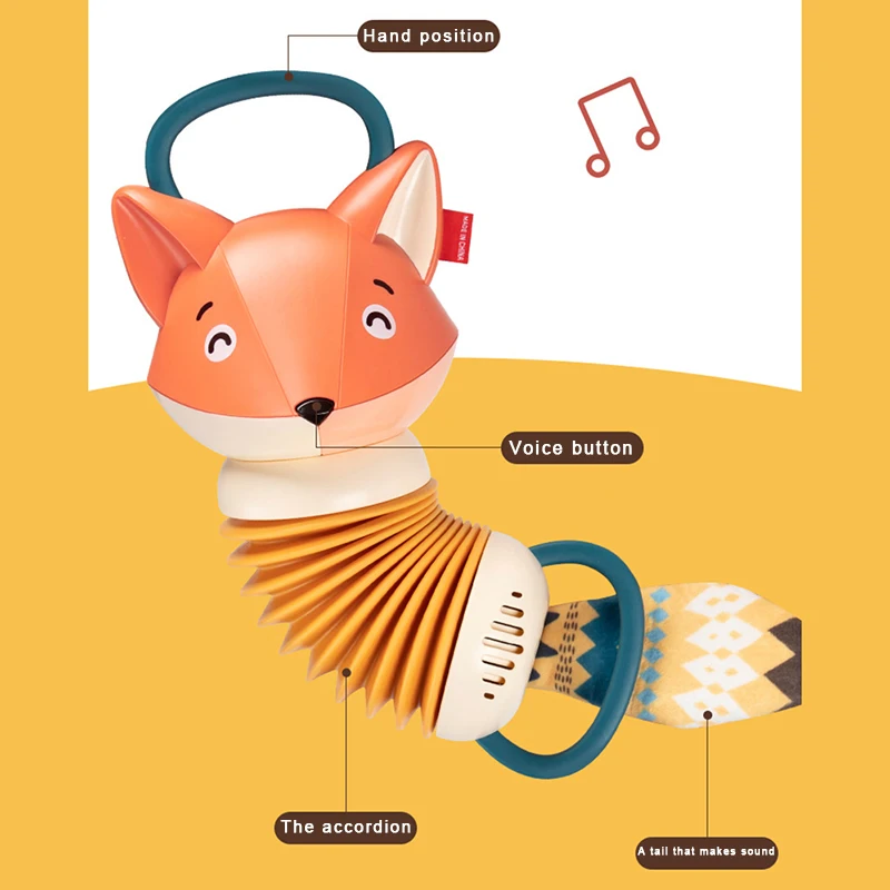 

Fox Organ Hand Grasping Fox Accordion Musical Instrument Comfort Exercise Ability Toys Gifts for Boys Girls Toy Toddler Girl Toy