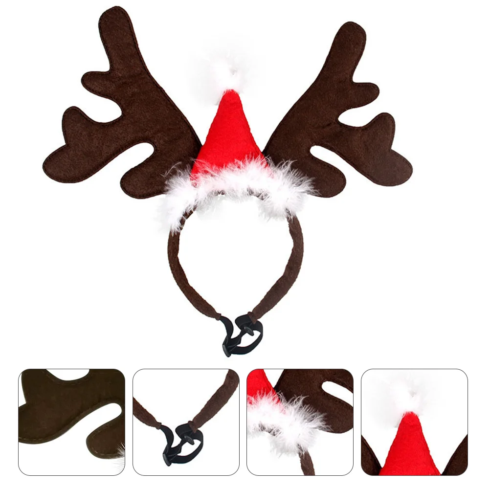 

1Pc Christmas Antlers Hair Dog Cat Decorative Headwear (Red Coffee)