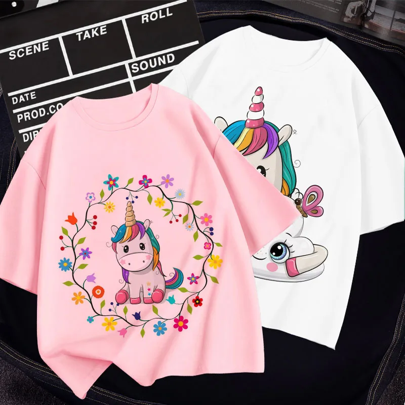 

Cartoon Unicorn Printing Kids Costume Girl Fashion 2022 Summer Casual T-shirt Baby Boy Clothes Korean Version Short Sleeve Tees