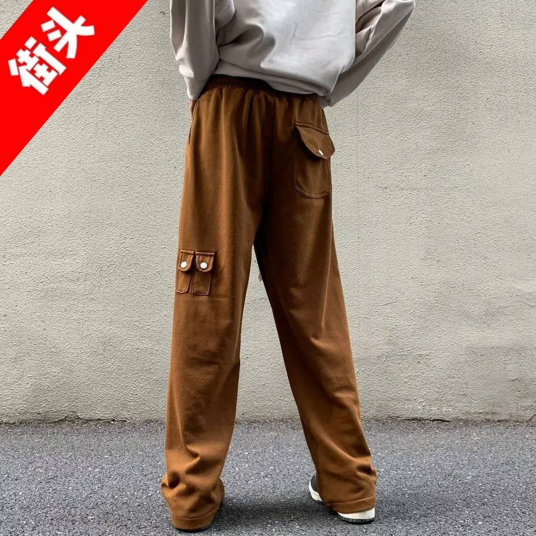 Бордовые брюки большого размера американские спортивные штаны в стиле хип-хоп