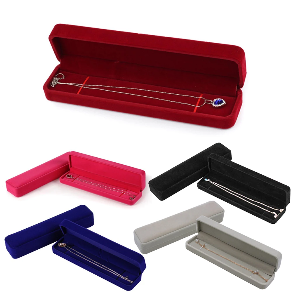 

Long Velvet Jewelry Box Necklace Storage Box Pendant Necklace Gift Box Anniversary Holder Organizer Gift Showcase