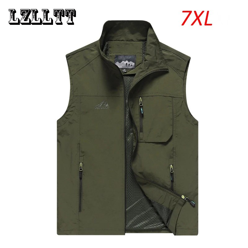 

Spring Autumn Men Casual Cargo Vest Jackets Coat Mens Windproof Sleeveless Outerwear Military Outdoor Vest Male Large Size 7XL