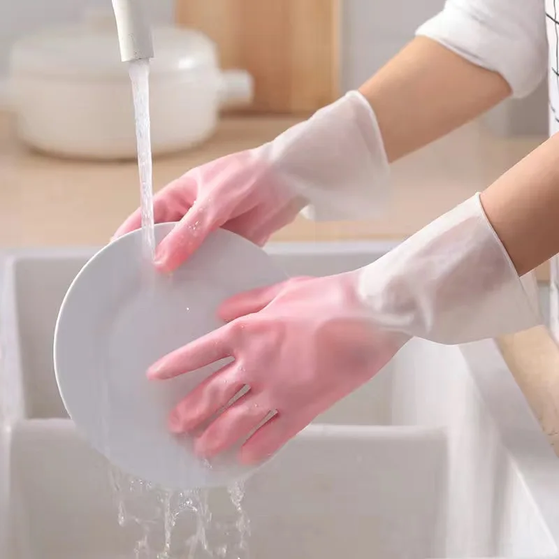 

Gradual Color Dishwashing Gloves Household Cleaning Leather Gloves Kitchen Vegetable Washing Laundry Waterproof Latex