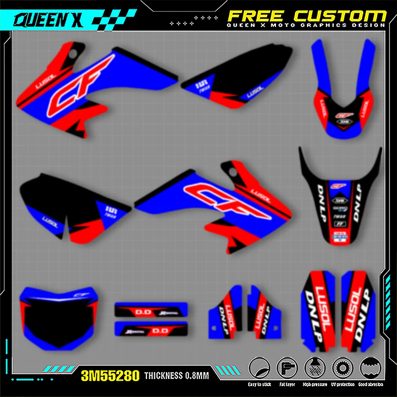 Фото QUEEN X MOTO Новый стиль, набор наклеек с графикой команды для HONDA 2000 2001 2002 2003 2004 2005 2006 2007-2021 CRF50 007 №1