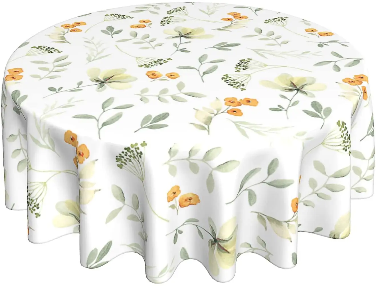 

Spring Leaf Floral Tablecloth 60 Inch Round Rustic Watercolor Leaves Tablecloths Waterproof Fabric Farmhouse Table Cloth Decor