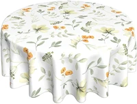 spring leaf floral tablecloth 60 inch round rustic watercolor leaves tablecloths waterproof fabric farmhouse table cloth decor