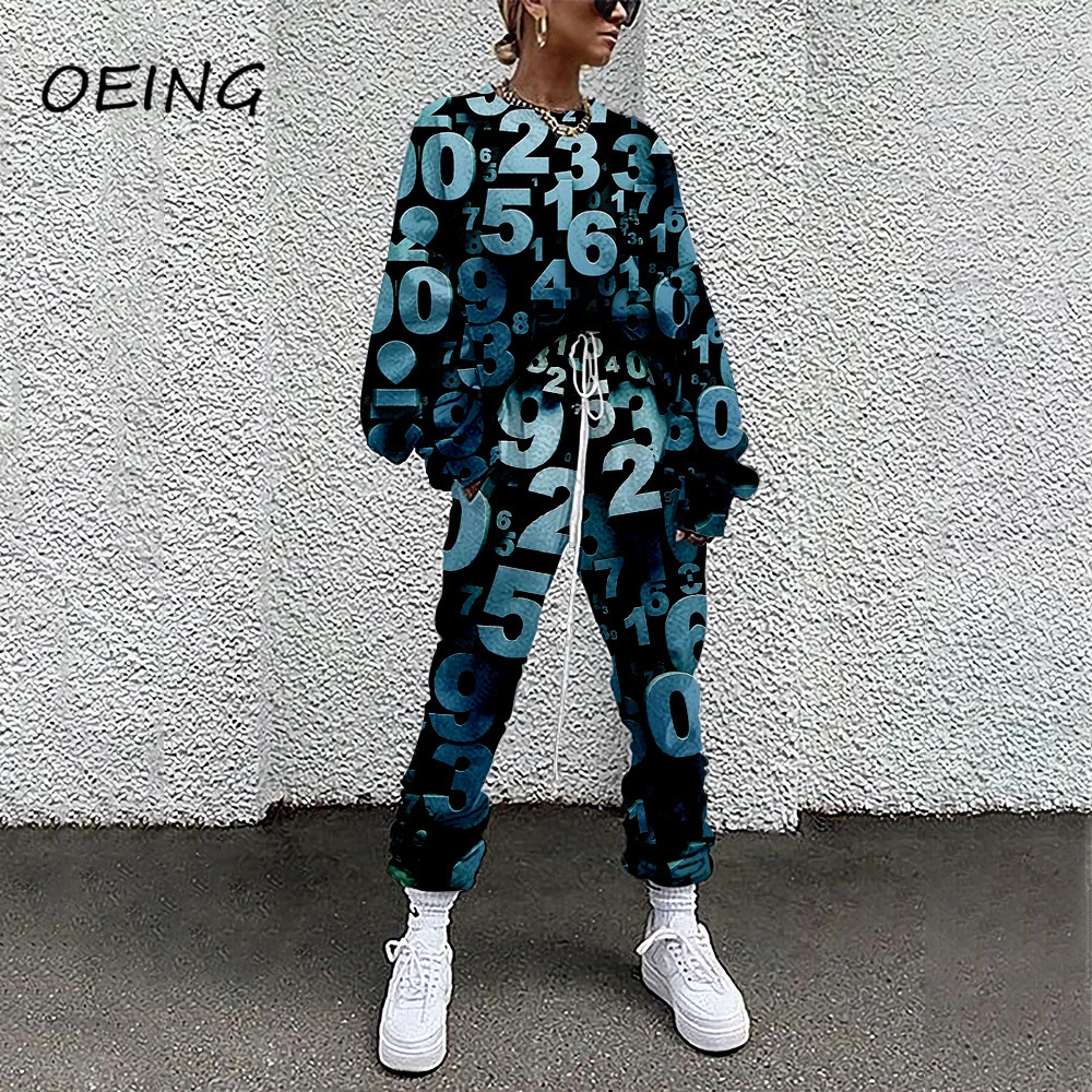 

Autumn Print Tracksuit Fashion Lounge Wear Sets Long Sleeve Hoodie and Pants Jogging Suit Plus Size