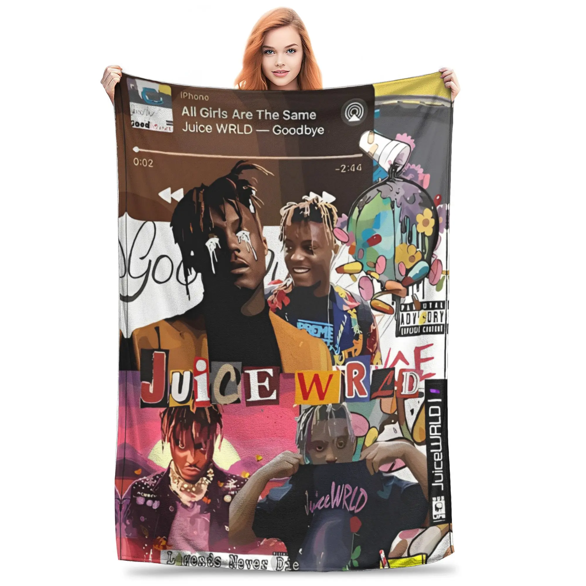 Juice Wrlds Colection Blanket Cover Hip Hop Music Flannel Throw Blankets Summer Air Conditioning Decoration Soft Warm Bedspreads