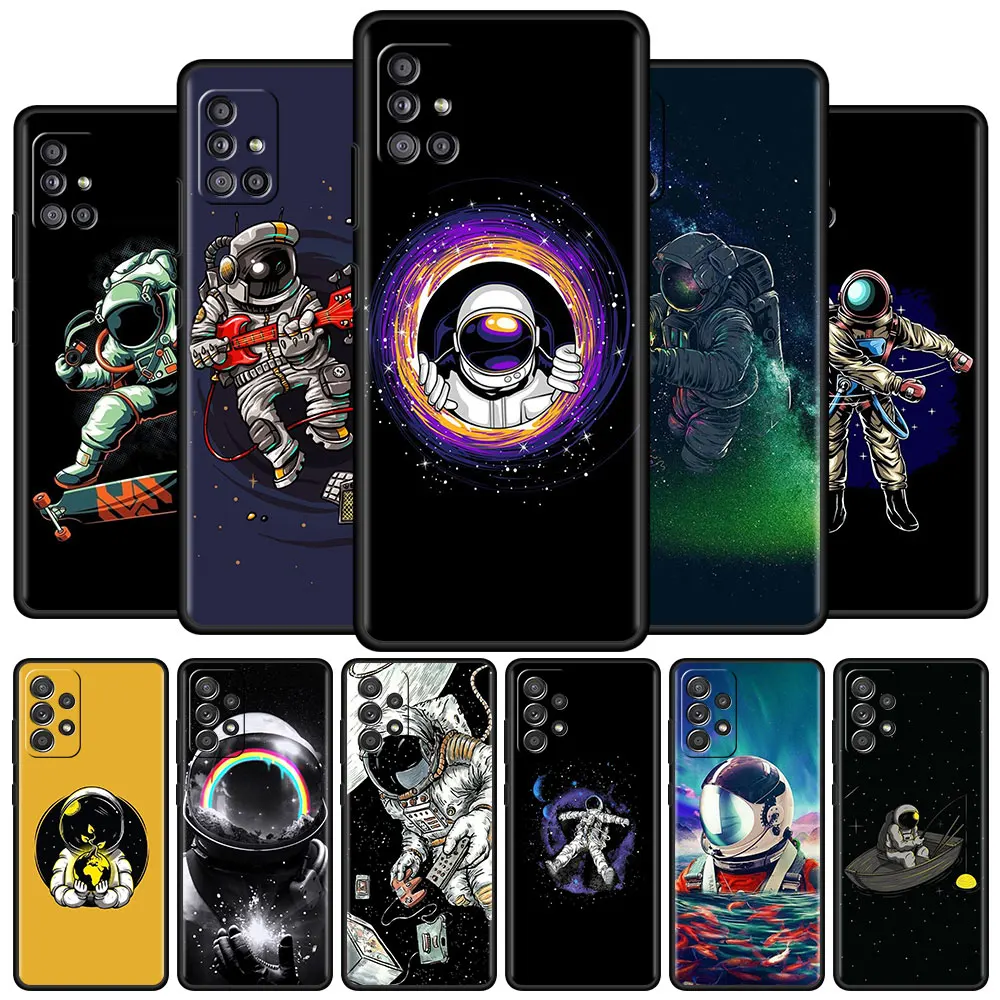 

Cartoon Astronaut Cute Case For Samsung Galaxy S22 S20 FE S21 S10 S9 Plus S8 Note 20 Ultra 10 Lite Soft Phone Cover Shell