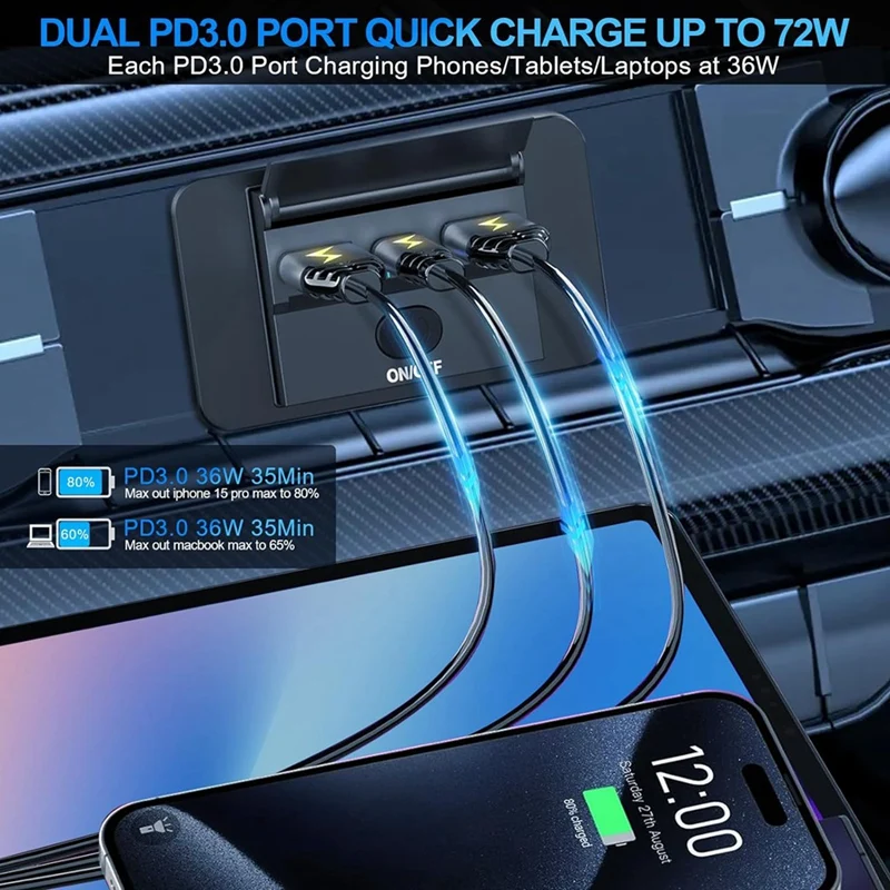 Быстрая зарядка 72 Вт и USB QC3.0 2 шт