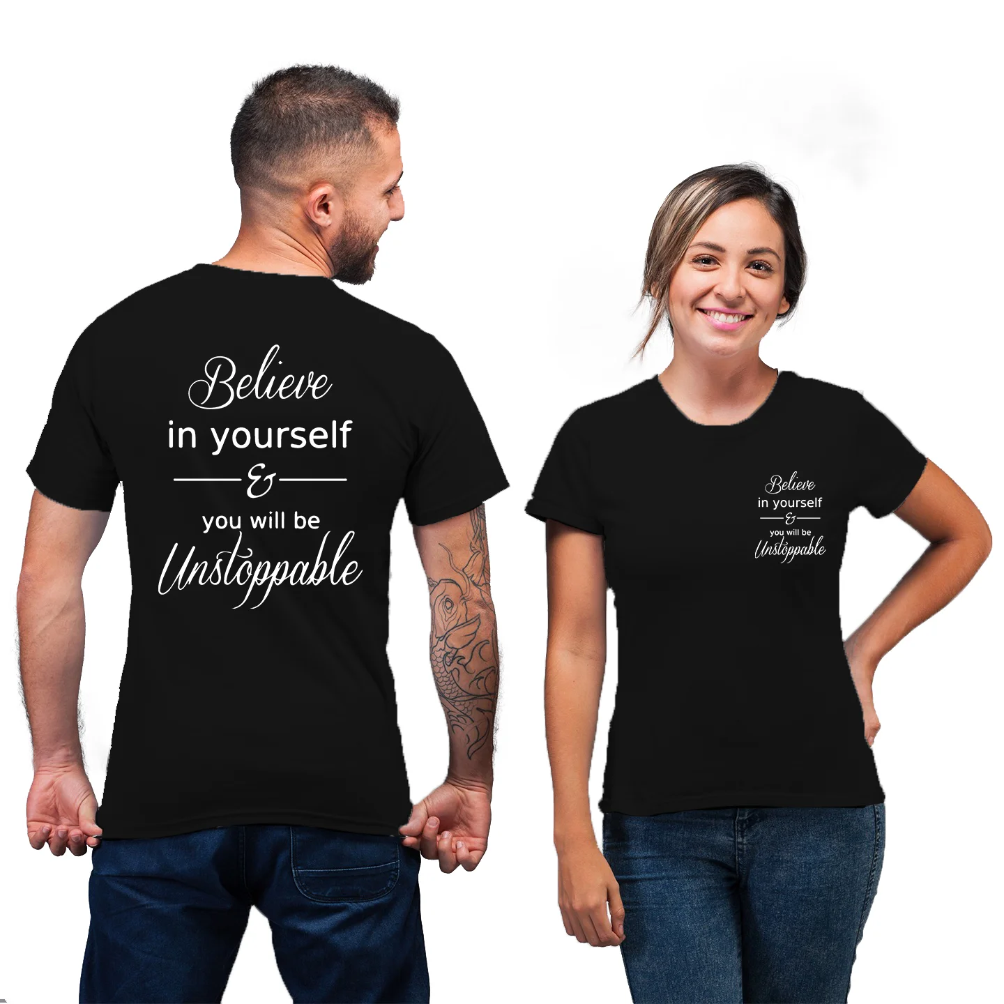 

Believe in Yourself You Will Be Unstoppable Letter Printed T Shirt Women 90s Vintage Aesthetic Short Sleeve Couple Clothes Tops