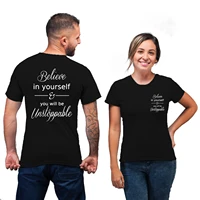believe in yourself you will be unstoppable letter printed t shirt women 90s vintage aesthetic short sleeve couple clothes tops