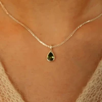 green water drop crystal charm necklace for women design clavicle chain luxury pendant necklaces