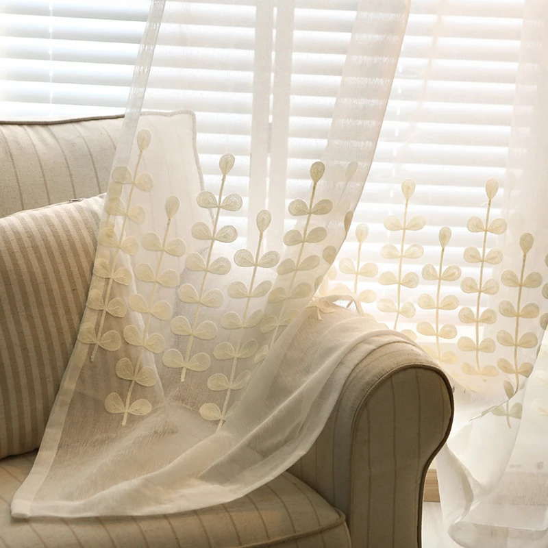 

Custom Embroidered Window Screens White Curtains Custom Simple Modern Bay Window Screen Curtains Finished Bedroom Balcony