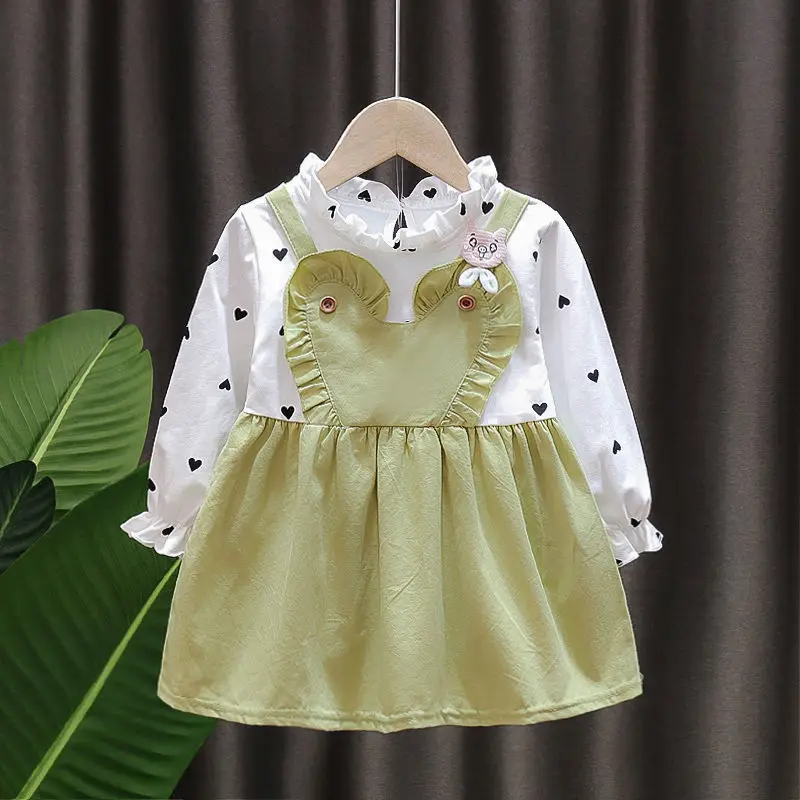 

Long Sleeve Baby Girl Dress Cotton Lolita Y2K Yellow Green Pink Wedding Casual Cute Princess Dress Evening Party Korean Dresses