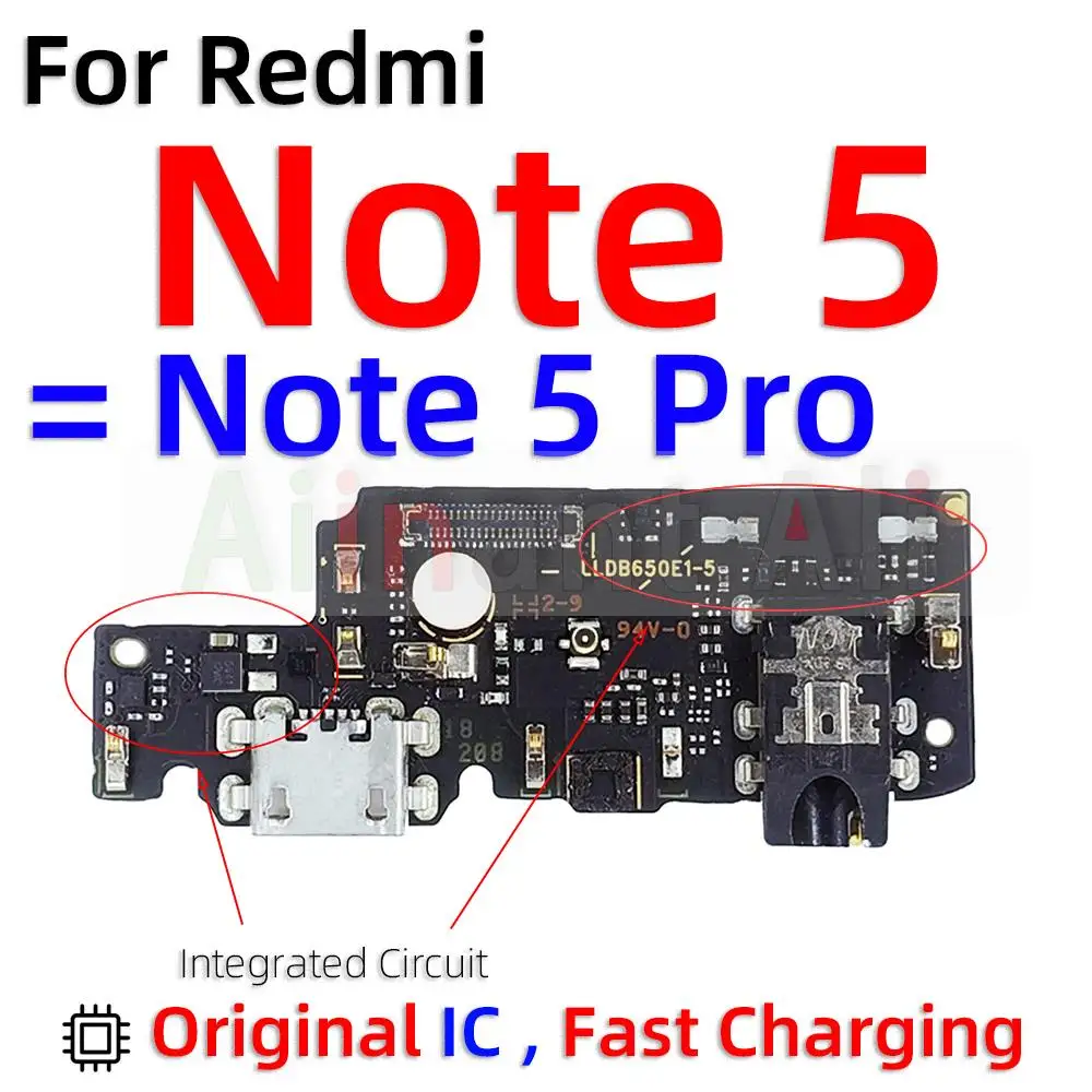 Оригинал для Xiaomi Redmi Note 5 5A Pro Plus Prime Быстрая зарядка USB зарядное устройство плата