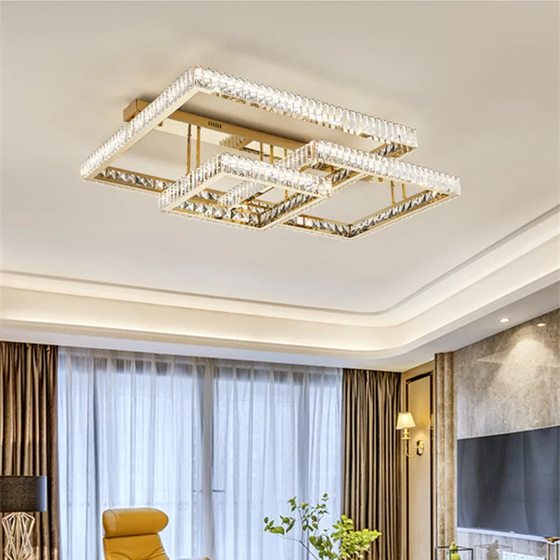 

Luxury Living Room Smart Led Chandelier Modern Foyer Lustre K9 Crystals Ceiling Chandelier Lighting Deco Steel Led Ceiling Ligh