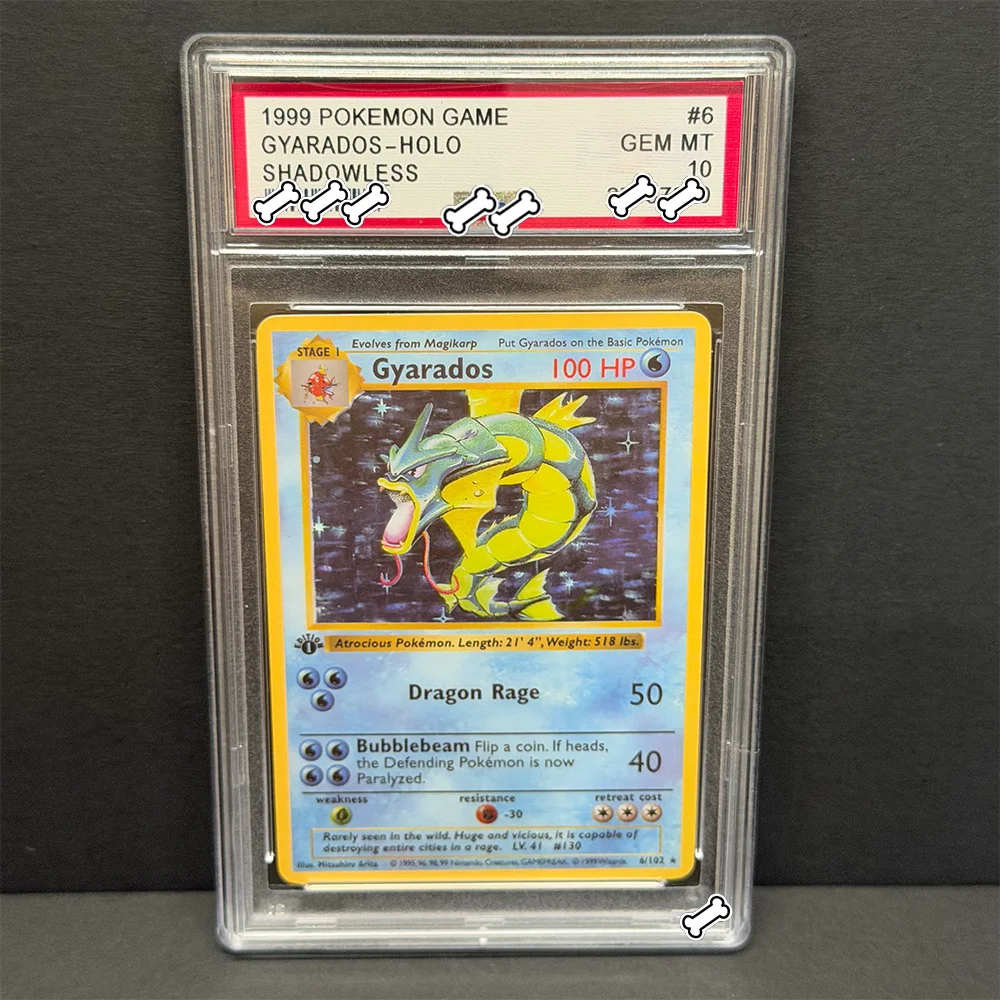 Фото Коллекционная карта POKEMON GAME GYARADOS-HOLO SHADOWLESS DIY Proxy PTCG 1999 года, оцененная, с особым дизайном, редкая, GEM MT, 10 карточек, подарки с этикетками №4