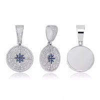 hip hop compass pendant iced out cubic zirconia pendant with tennis chain hip hop fashion jewelry gift for men women