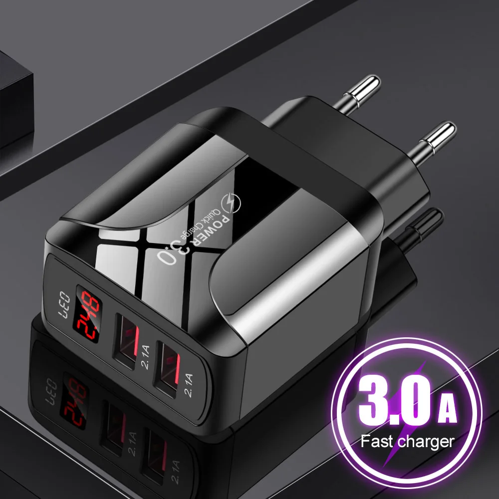 Luxmoc 2.1A Быстрое зарядное устройство со светодиодным дисплеем USB-зарядное для