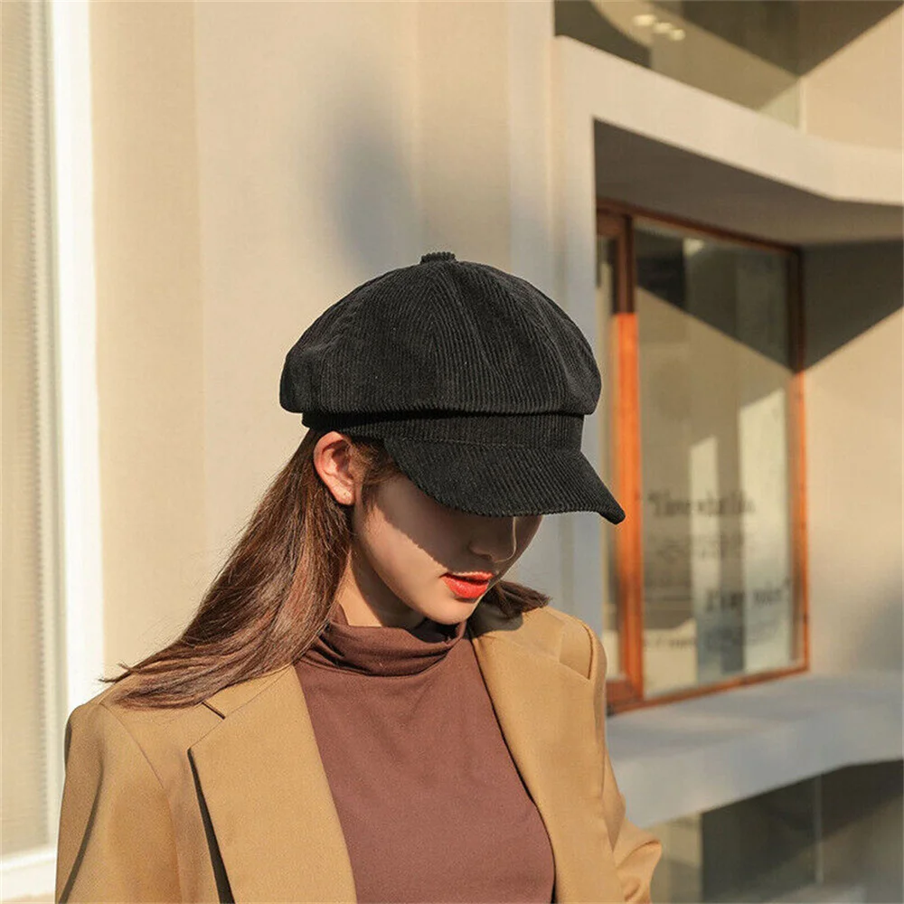 

New Arrival Fashion Solid Color Octagonal Hat Female Panama Stylish Artist Painter Newsboy Caps Beret Woman Hat Autumn Winter