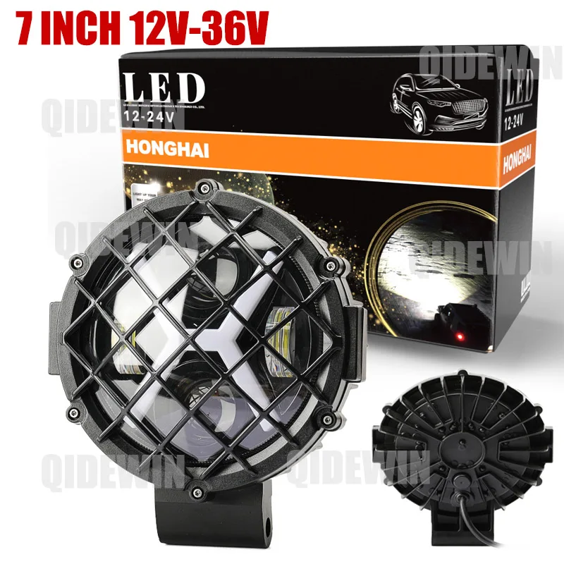 7-дюймовый противотуманный фонарь 60 Вт Hi-low Beam drl двухцветный Halo Ring для джипов