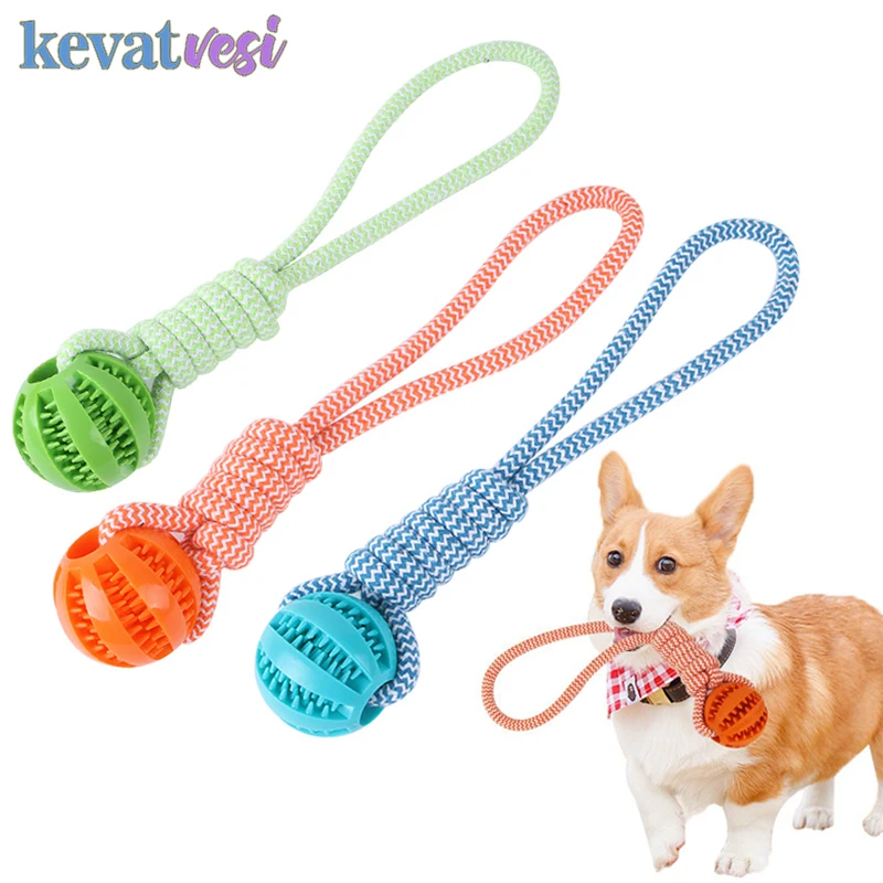

Dog Chew Toys Bite Resistant Cotton Rope Toy with Rubber Ball Large Dogs Tooth Cleaning Interactive Dog Rope Toy Pet Products