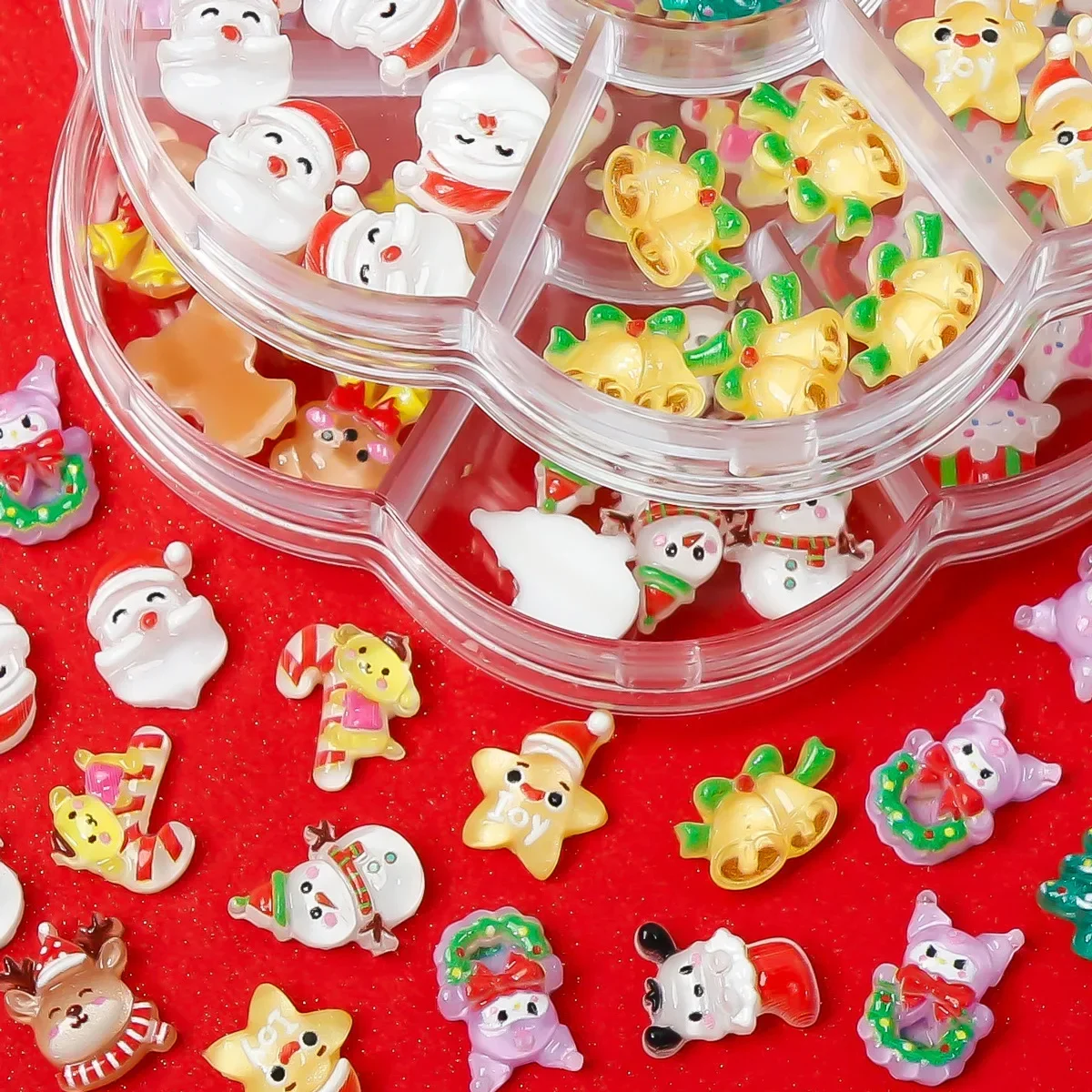 Подвеска для ногтей 1 коробка Рождественский Декор из смолы микс новогодний