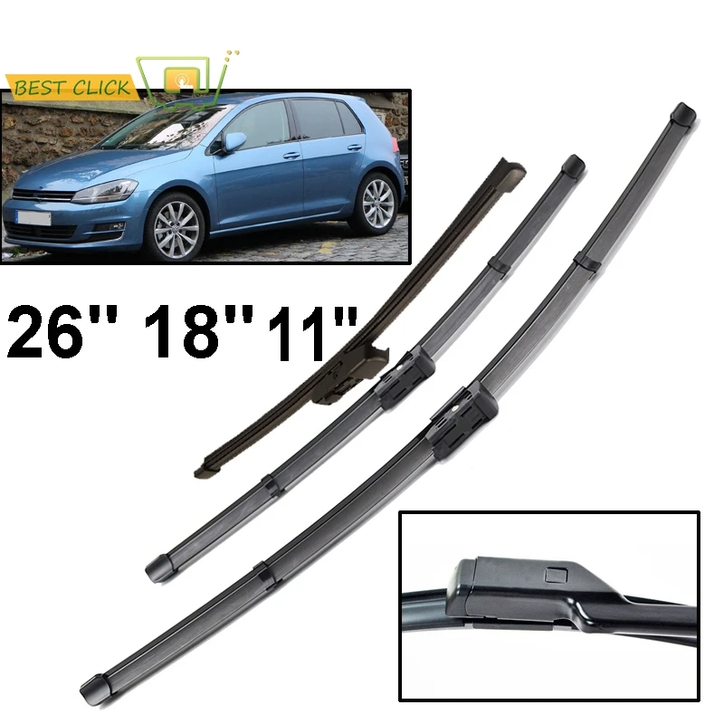 

Misima 3 шт. щетки стеклоочистителя лобового стекла для VW Golf 7 MK7 2012 2013 2014 2015 2016 2017 2018 передний и задний дворник 26 "18" 11