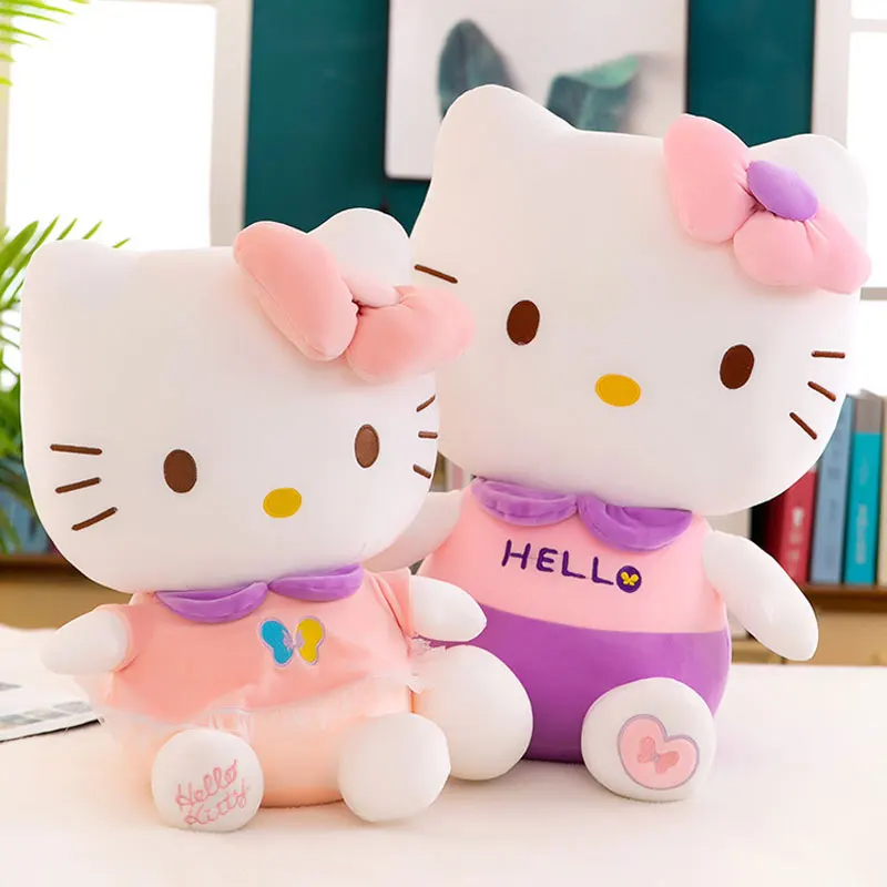

Sanrio плюшевые игрушки Kitty KT Cat пушистая тянущаяся хлопковая плюшевая кукла мягкая милая игрушка-животное подарки для детей девочек 50 см
